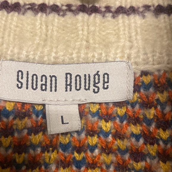 NWT Sloan Rouge Knit Sweater, Size L, Color OAT/BUR/NVY - Picture 3 of 9